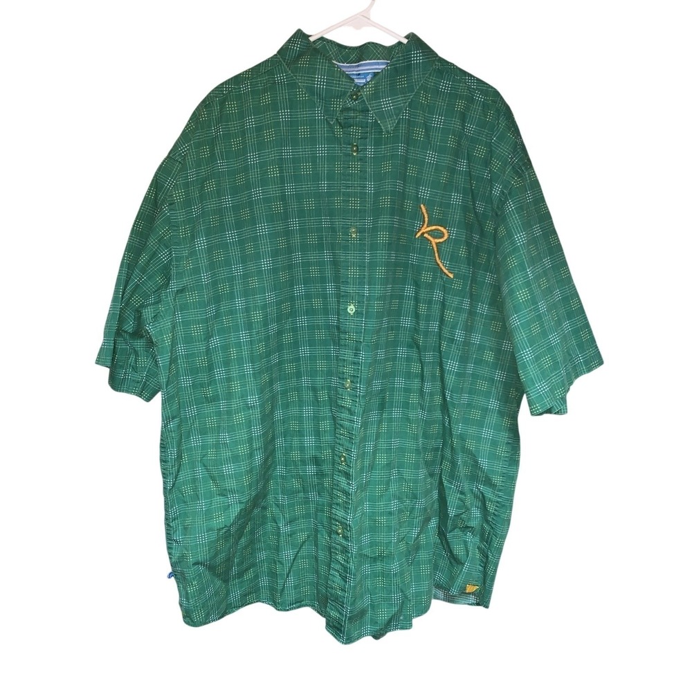 Rocawear Mens 3X Button Up Shirt Green Checkered‎